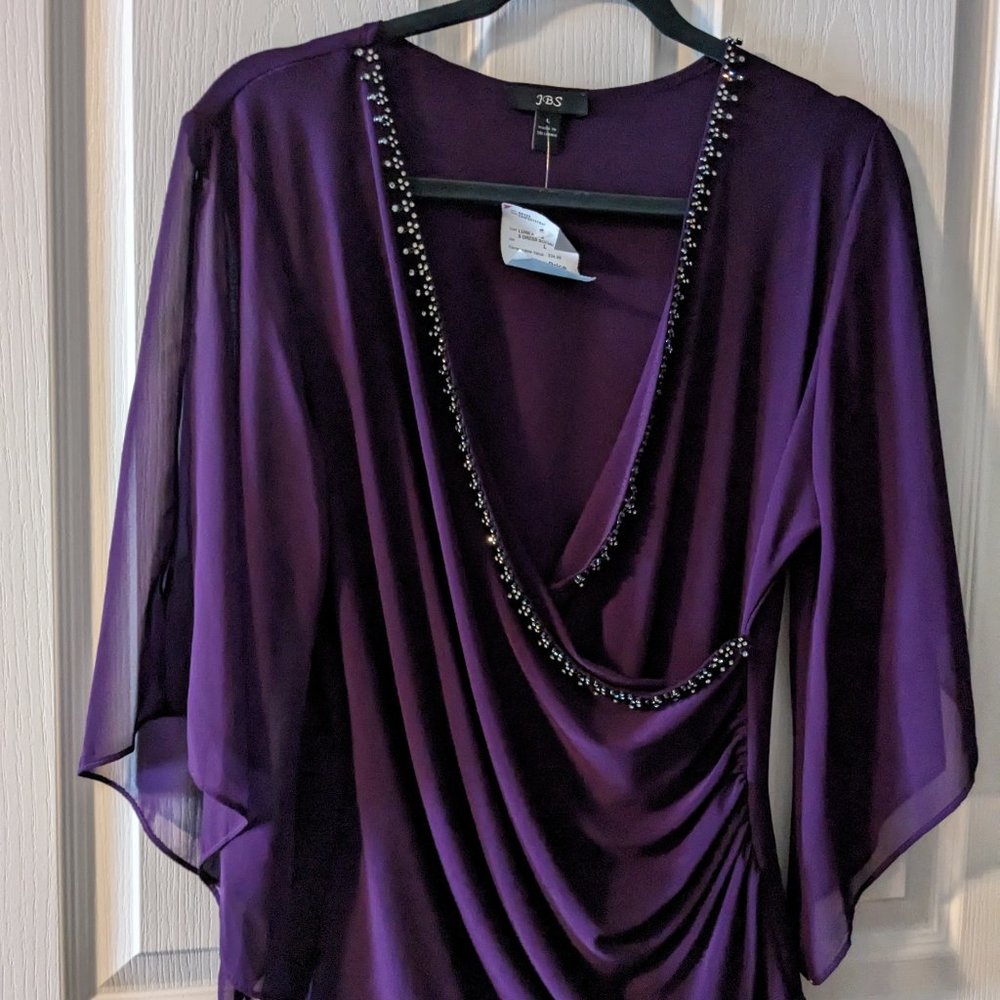 Ladies Purple Blouse Embellished with Rhinestones - Size Lg  (NWT)